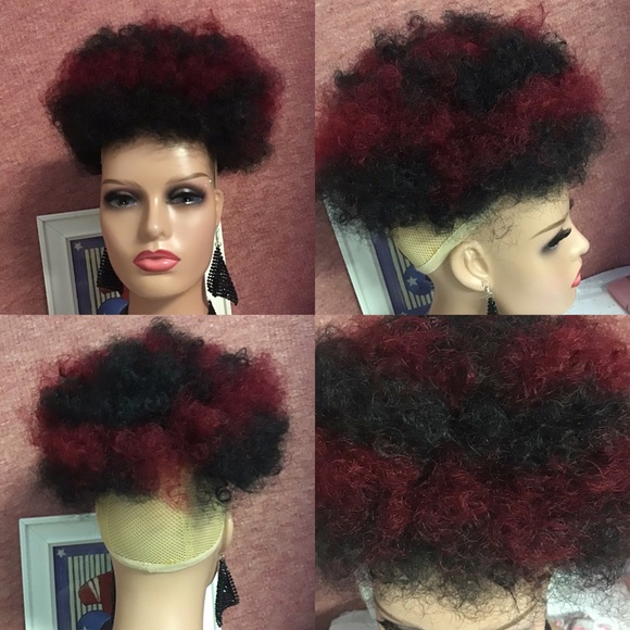 Two-tone Synthetic Short Kinky Drawstring Ponytail for Women - Picture 2 of 9